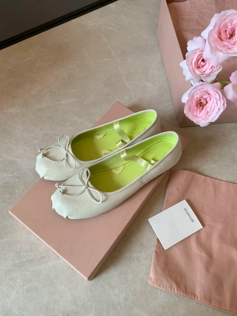 Invisible Height Increase Ballet Flats 2026 New Style Round Toe Bow Elastic Mary Jane Shoes