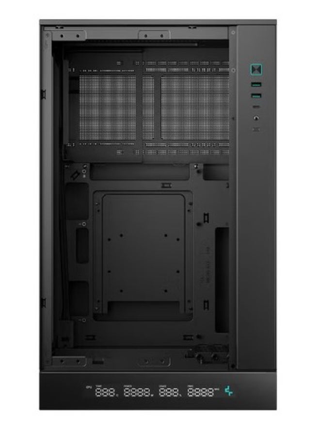 DEEPCOOL صندوق كمبيوتر مدمج عمودي ميكرو-ATX CH270 بتدفق هواء عالي، زجاج مقسى، شاشة عرض نظام رقمي، دعم لميكرو-ATX و Mini-ITX، 4 فتحات توسيع، USB 3.2 Gen2 Type-C، دعم لمراوح ومبردات متعددة (حتى 360 مم)، تصميم شبكي بتدفق هواء عالي، أسود | R-CH270-BKNDM0-G-1 - Image 3