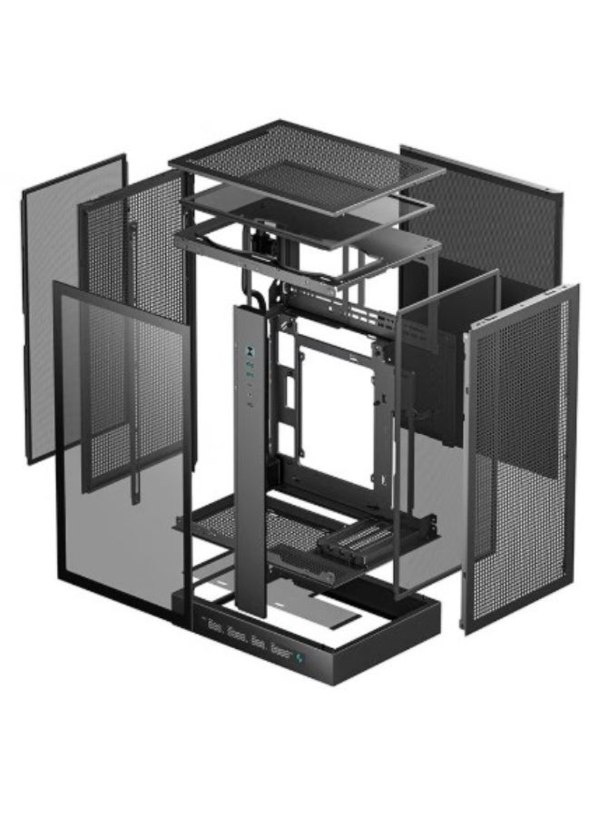 DEEPCOOL صندوق كمبيوتر مدمج عمودي ميكرو-ATX CH270 بتدفق هواء عالي، زجاج مقسى، شاشة عرض نظام رقمي، دعم لميكرو-ATX و Mini-ITX، 4 فتحات توسيع، USB 3.2 Gen2 Type-C، دعم لمراوح ومبردات متعددة (حتى 360 مم)، تصميم شبكي بتدفق هواء عالي، أسود | R-CH270-BKNDM0-G-1 - Image 2