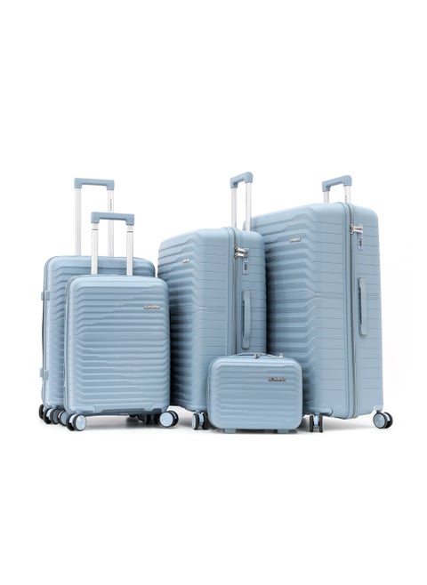 ELANTRA Luggage Set of 5 – Hardshell Trolley Bags with Secure Lock, Multi-Compartment Storage & Spinner Wheels,Blue (BC-12"S-20",M-24",L-28",XL-32")