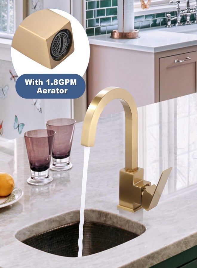 ALEASHA Brushed Gold Bar Sink Faucet, Bar Sink Faucet Single Hole, Stainless Steel Kitchen Bar Faucet with Single Handle for Kitchen Bathroom RV Sink - Image 4
