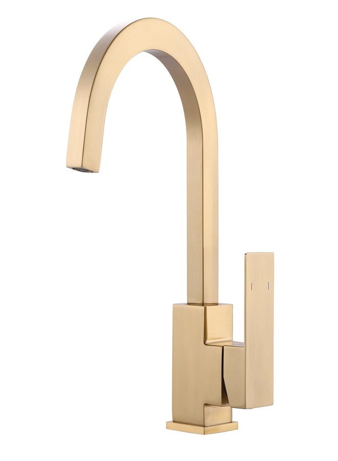 ALEASHA Brushed Gold Bar Sink Faucet, Bar Sink Faucet Single Hole, Stainless Steel Kitchen Bar Faucet with Single Handle for Kitchen Bathroom RV Sink - Image 1