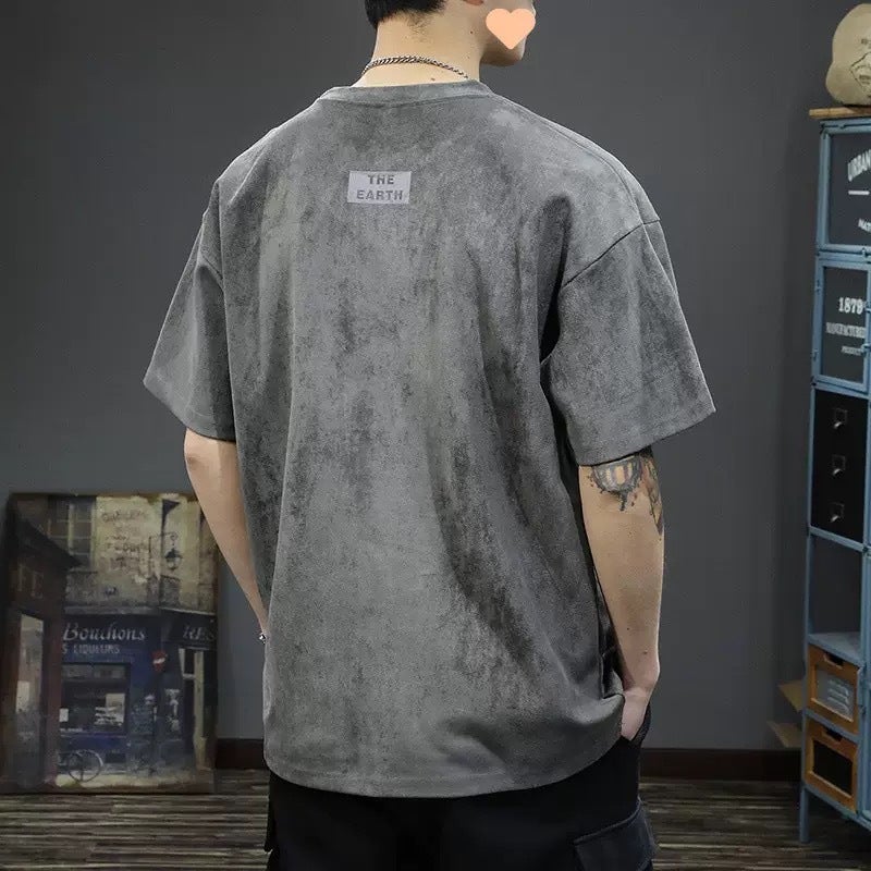American Heavyweight Short-Sleeved T-Shirt Men'S Summer High-End Loose Trendy Brand Half-Sleeved Printed Suede American Retro - Image 5