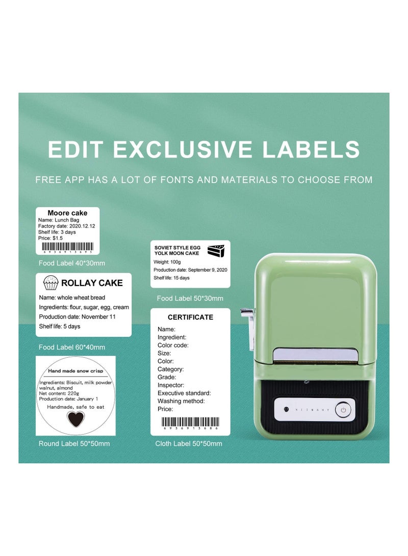 Label Printer Label Maker Machine with 1 Roll Free Tape B21 Vintage 2 inches Width Business Thermal Label Printer Price Gun Shipping Label Tag Writer for Home Office Commercial Use (Green) - Image 4