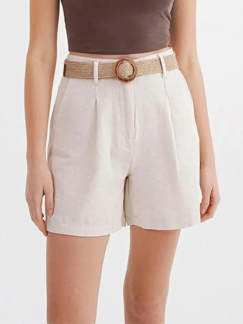 MixRay Mixray High-Waisted Shorts with Belt Detail