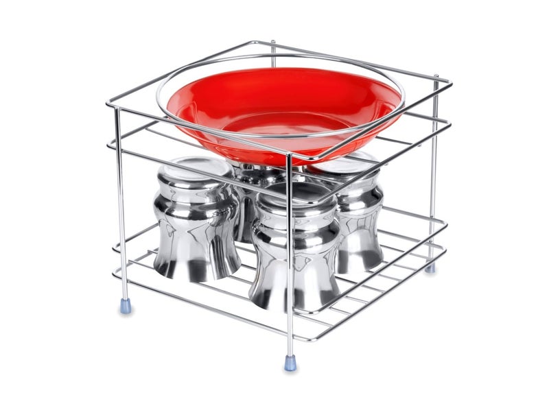RIOMAX Stainless Steel Round Surface Matka Stand with Tray, Pot Racks, Pot Stand for Water Pot, Multipurpose Rack for Kitchen (Silver, Pack of 1) (Round Surface - Silver) - Image 1