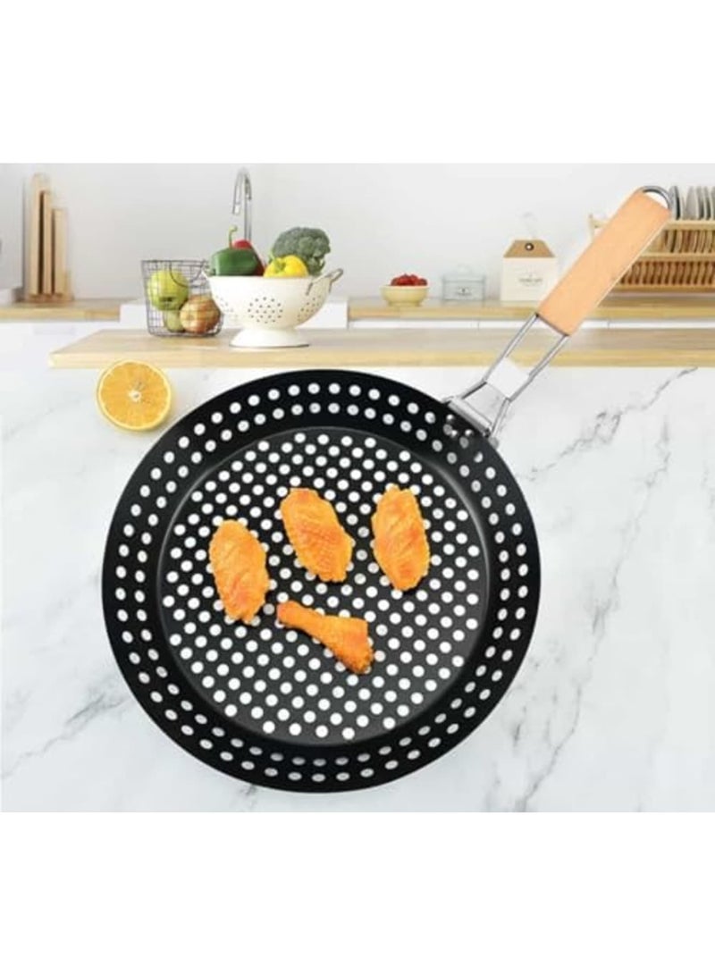 SYOSI مقلاة شواء قابلة للطي للشواء، سلة شواء من الفولاذ المقاوم للصدأ مع مقبض، رف شواء خارجي محمول كبير للأسماك، الروبيان، الخضروات، وأدوات الطهي للتخييم - Image 2