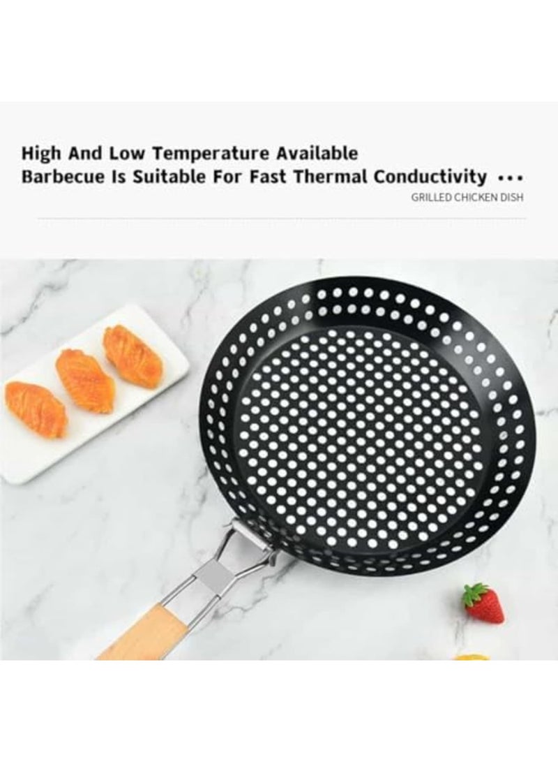 SYOSI مقلاة شواء قابلة للطي للشواء، سلة شواء من الفولاذ المقاوم للصدأ مع مقبض، رف شواء خارجي محمول كبير للأسماك، الروبيان، الخضروات، وأدوات الطهي للتخييم - Image 5