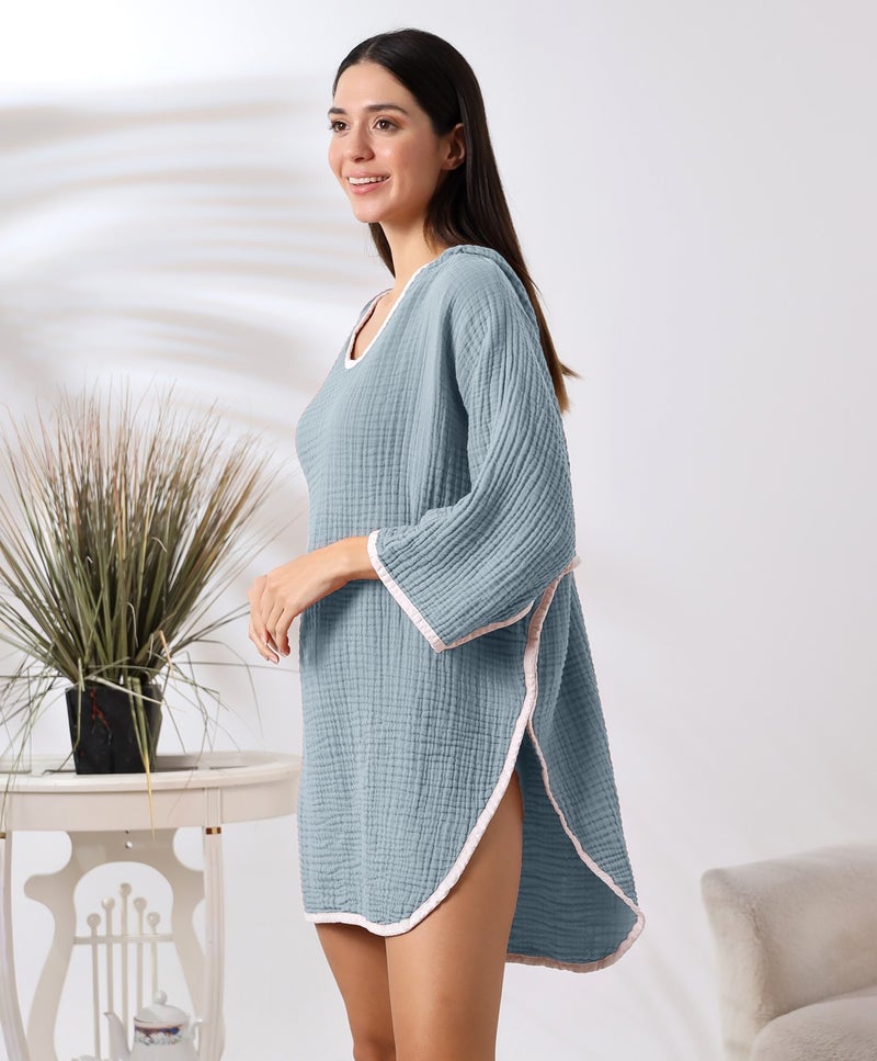 4 Layer Muslin Hooded Adult Women's Poncho