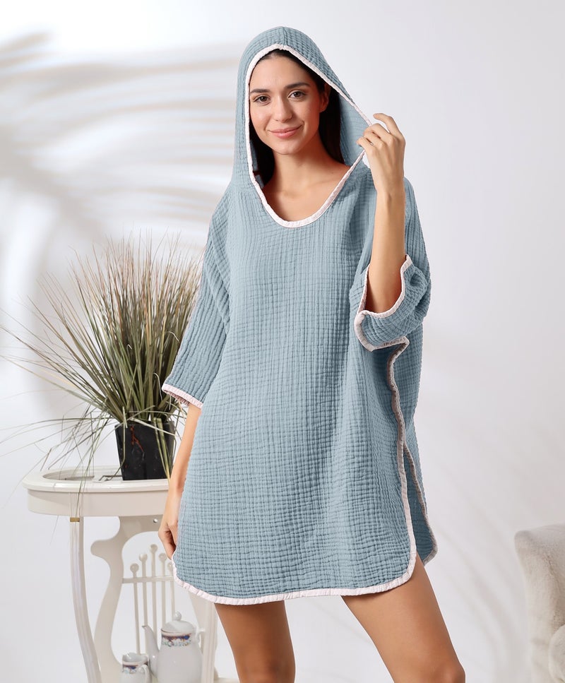 4 Layer Muslin Hooded Adult Women's Poncho