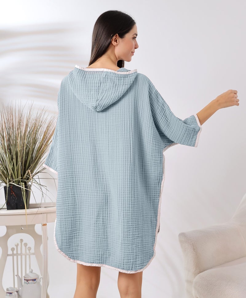 4 Layer Muslin Hooded Adult Women's Poncho