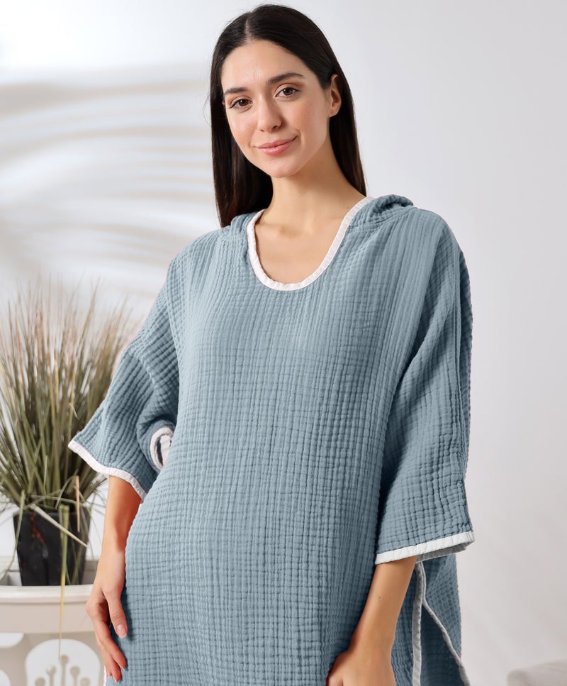 4 Layer Muslin Hooded Adult Women's Poncho