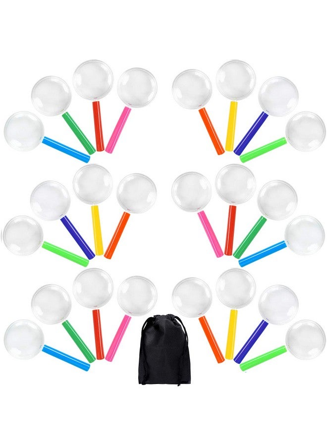 إلكوهو مجموعة من 24 عدسة مكبرة للشباب، عدسات مكبرة بلاستيكية ملونة لحفلات الهدايا والألعاب التعليمية مع حقيبة تخزين، 8 ألوان - Image 1