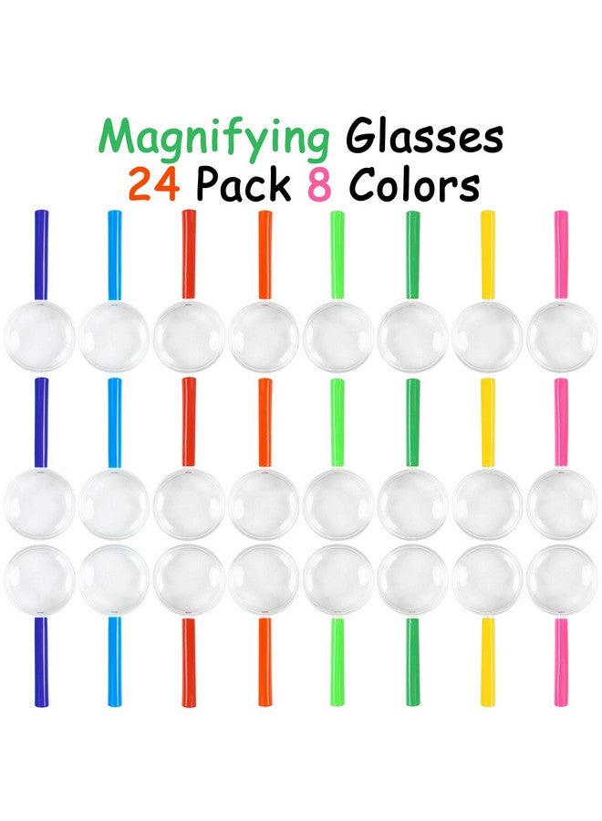 إلكوهو مجموعة من 24 عدسة مكبرة للشباب، عدسات مكبرة بلاستيكية ملونة لحفلات الهدايا والألعاب التعليمية مع حقيبة تخزين، 8 ألوان - Image 3