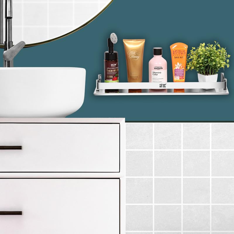 HingeMinds Stainless Steel Bathroom Shelf Organizer, Wall mounted Multipurpose Racks, Hanging Shelves, Accessories, Fittings And Shampoo Holder -Strong, Heavy Duty, Premium Chrome Finish,18 Inch Long. - Image 5