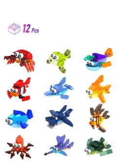 KASTWAVE 12Pcs Sea Creatures Building Block Set, 12 In 1 Pre Filled Brick Box, Mini Building Block Toy, Building Toy Set, STEM Building Blocks Toy, Classroom Prize Toy, Learning Toy to Develop Fine Motor Skill  - Image 1
