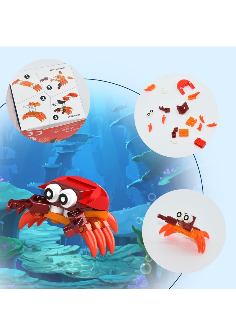 KASTWAVE - 12Pcs Sea Creatures Building Block Set, 12 In 1 Pre Filled Brick Box, Mini Building Block Toy, Building Toy Set, STEM Building Blocks Toy, Classroom Prize Toy, Learning Toy to Develop Fine Motor Skill - Image 1