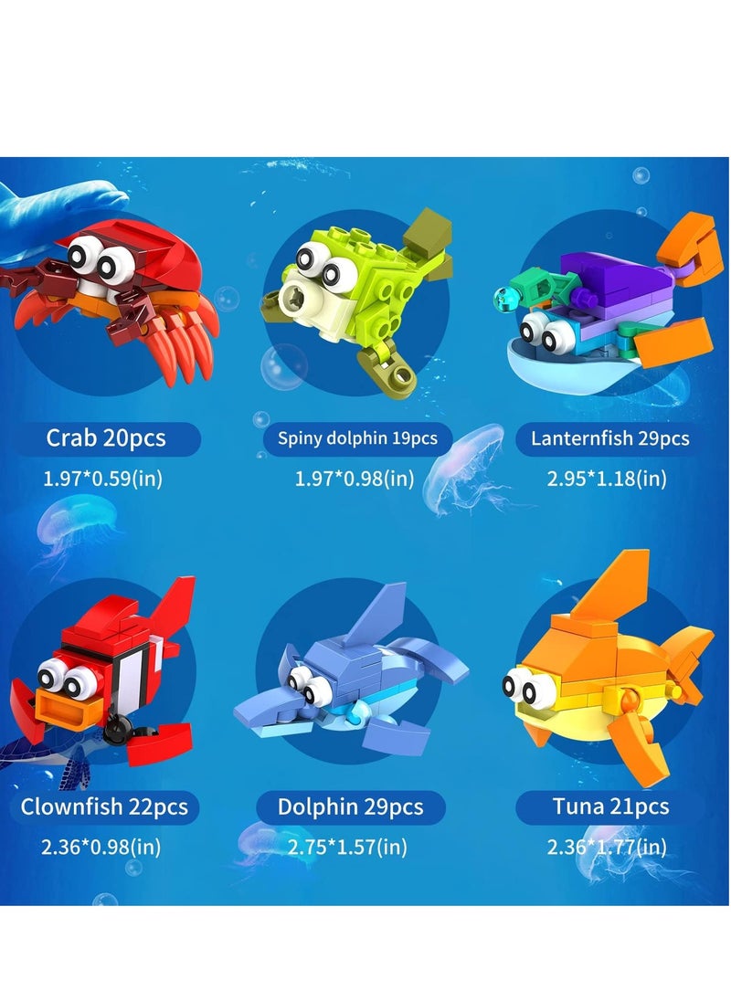 KASTWAVE - 12Pcs Sea Creatures Building Block Set, 12 In 1 Pre Filled Brick Box, Mini Building Block Toy, Building Toy Set, STEM Building Blocks Toy, Classroom Prize Toy, Learning Toy to Develop Fine Motor Skill - Image 1