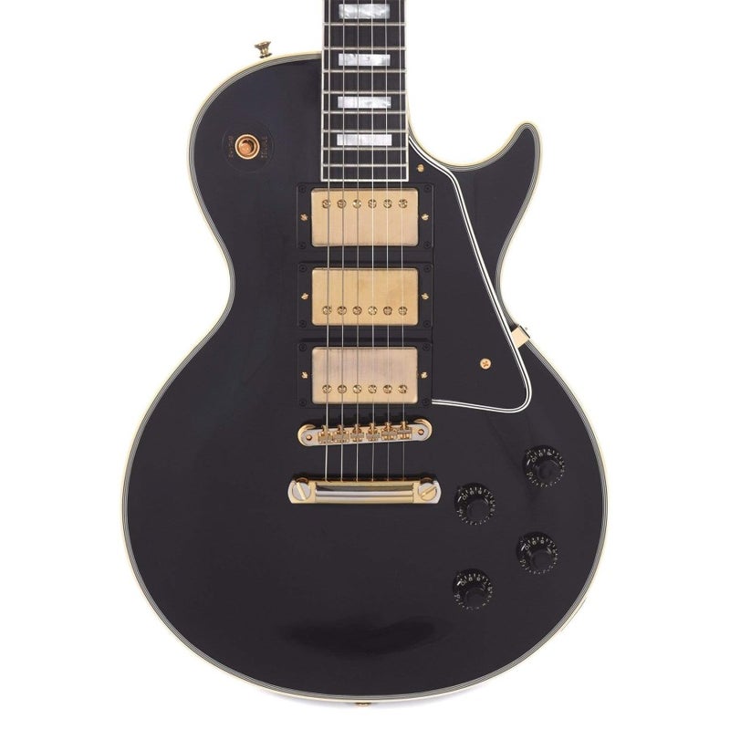 Gibson Custom Shop LPB357VOEBGH1 1957 Les Paul Custom Reissue 3-Pickup VOS Electric Guitar - Ebony - Image 1