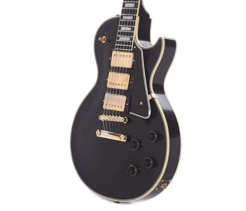 Gibson Custom Shop LPB357VOEBGH1 1957 Les Paul Custom Reissue 3-Pickup VOS Electric Guitar - Ebony - Image 2