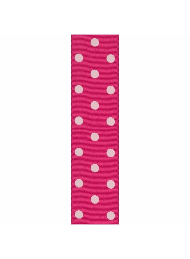 Offray 945865 1.5" Wide Grosgrain Ribbon, Shocking Pink and White Polka Dot, 3 Yards - Image 3