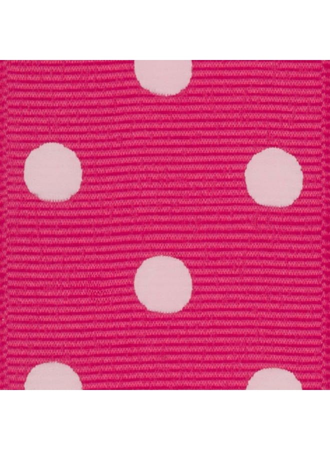 Offray 945865 1.5" Wide Grosgrain Ribbon, Shocking Pink and White Polka Dot, 3 Yards - Image 4