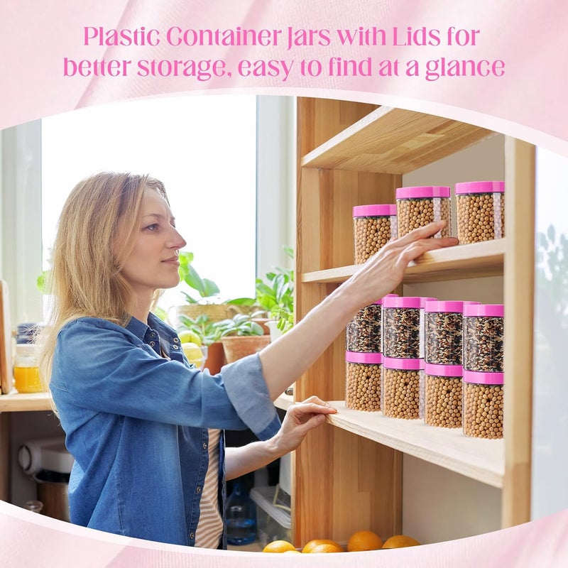 Patelai 4 Pieces Round Wide-mouth Leak Proof Plastic Container Jars with Lids for Travel Storage Makeup Beauty Products Face Creams Oils Salves Ointments DIY Making(16 Ounce,Pink) - Image 5
