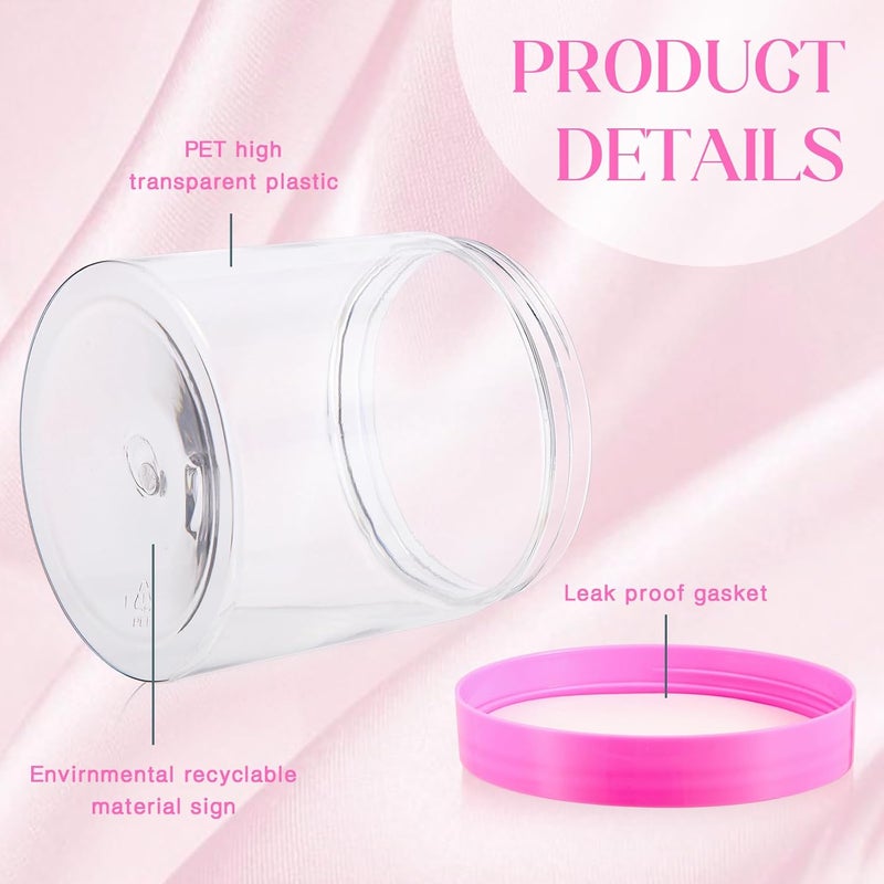 Patelai 4 Pieces Round Wide-mouth Leak Proof Plastic Container Jars with Lids for Travel Storage Makeup Beauty Products Face Creams Oils Salves Ointments DIY Making(16 Ounce,Pink) - Image 3