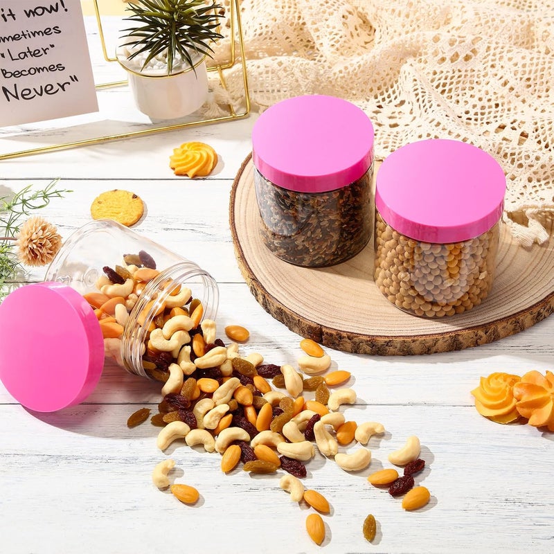 Patelai 4 Pieces Round Wide-mouth Leak Proof Plastic Container Jars with Lids for Travel Storage Makeup Beauty Products Face Creams Oils Salves Ointments DIY Making(16 Ounce,Pink) - Image 4