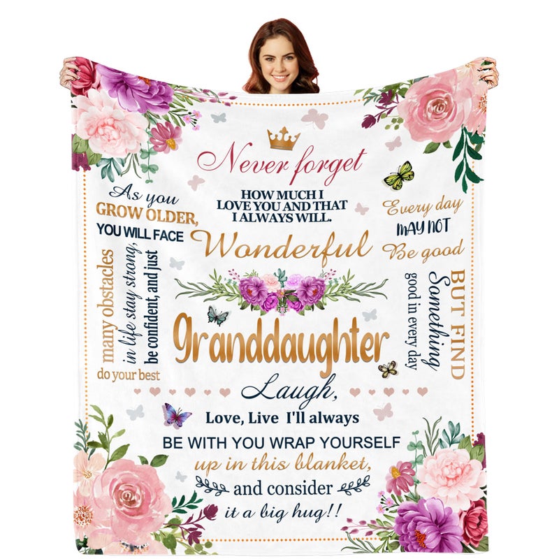 Lviliss Granddaughter Gifts from Grandma, Granddaughter Birthday Gift Ideas, Gifts for Granddaughter Blanket, Graduation Gift for Granddaughter from Grandparents, to My Granddaughter Throw Blanket 60"x50" - Image 1