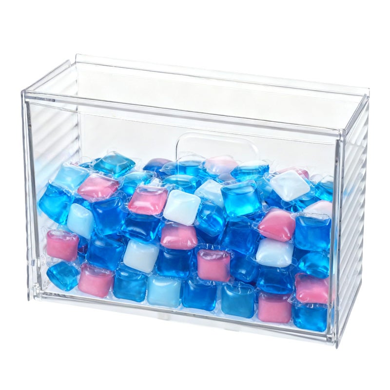Rainmae Dishwasher Detergent Pod Holder Clear Acrylic Wall Mounted Large laundry Pods Under Sink Storage Case Candy Organizer Cleaning Supplies Container with Divide for Home Kitchen Office Cabinet - Image 2