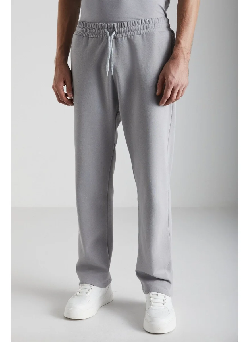 جريميلانج Bibury Men's Soft Fabric Organic Cotton 3 Thread Ribbed Relaxed Gray Sweatpants