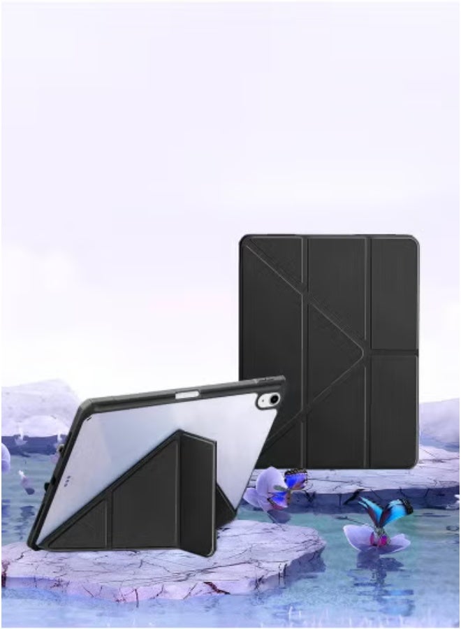 JAJEEK Apple iPad Air 2025 (7th Gen) M3 13-inch Smart Folio Case – Symmetry 360° Series Black Cover with Auto Wake/Sleep, Premium Leather Texture, Transparent Shockproof Back & Pencil Holder – Full Protection Case for iPad Air M3 - Image 1