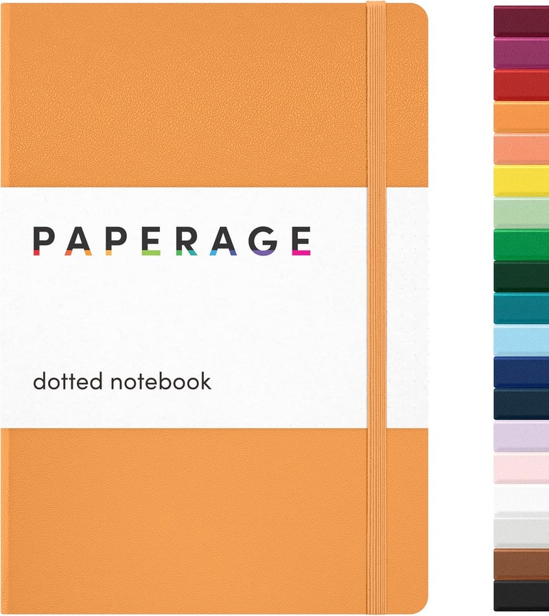 ببرج دفتر PAPERAGE المنقط، (ذهبي)، 160 صفحة، متوسط 5.7 بوصة × 8 بوصة - ورق سميك 100 جرام، غلاف مقوى - Image 1