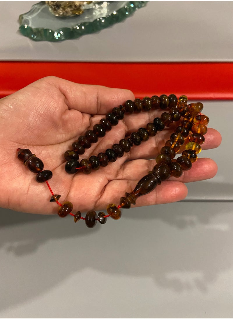 بيرسونال تاتش سبحة رجالية من الكهرمان الطبيعي البلطيقي الحُر عدد الخرز 45 ومقاس الخرز 10.2mm x 5.9mm  - Image 4