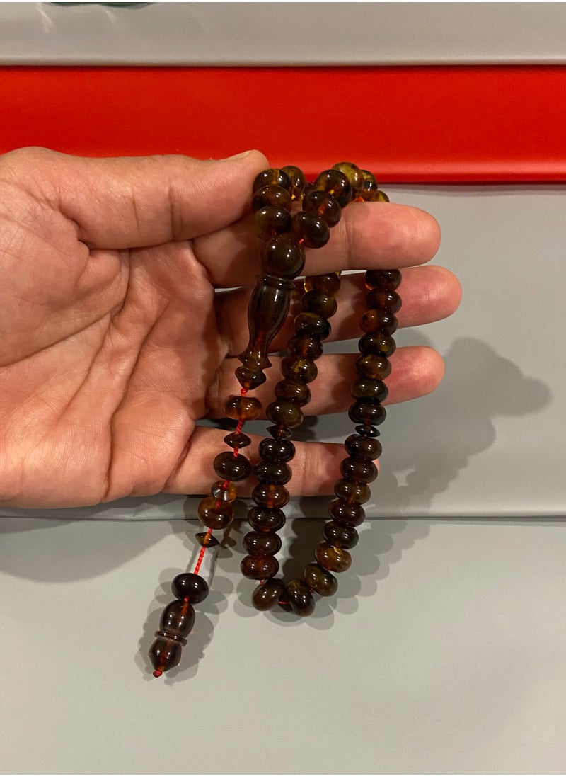 بيرسونال تاتش سبحة رجالية من الكهرمان الطبيعي البلطيقي الحُر عدد الخرز 45 ومقاس الخرز 10.2mm x 5.9mm  - Image 1
