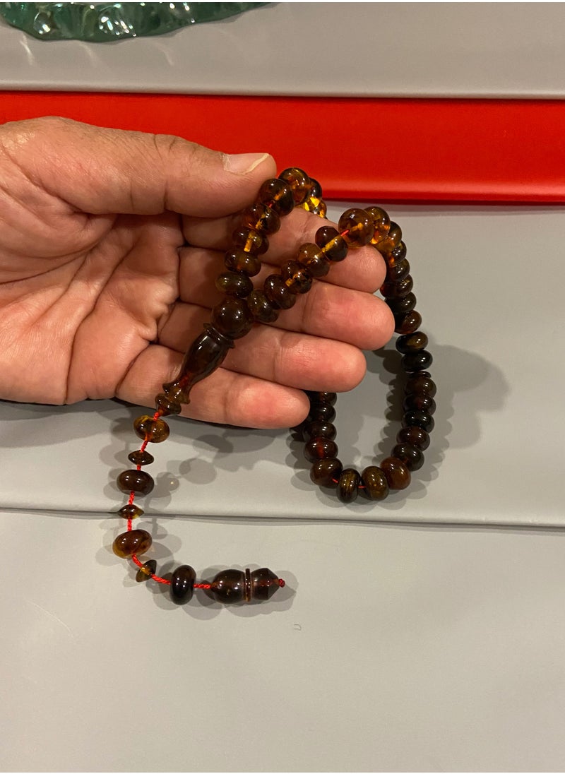 بيرسونال تاتش سبحة رجالية من الكهرمان الطبيعي البلطيقي الحُر عدد الخرز 45 ومقاس الخرز 10.2mm x 5.9mm  - Image 2