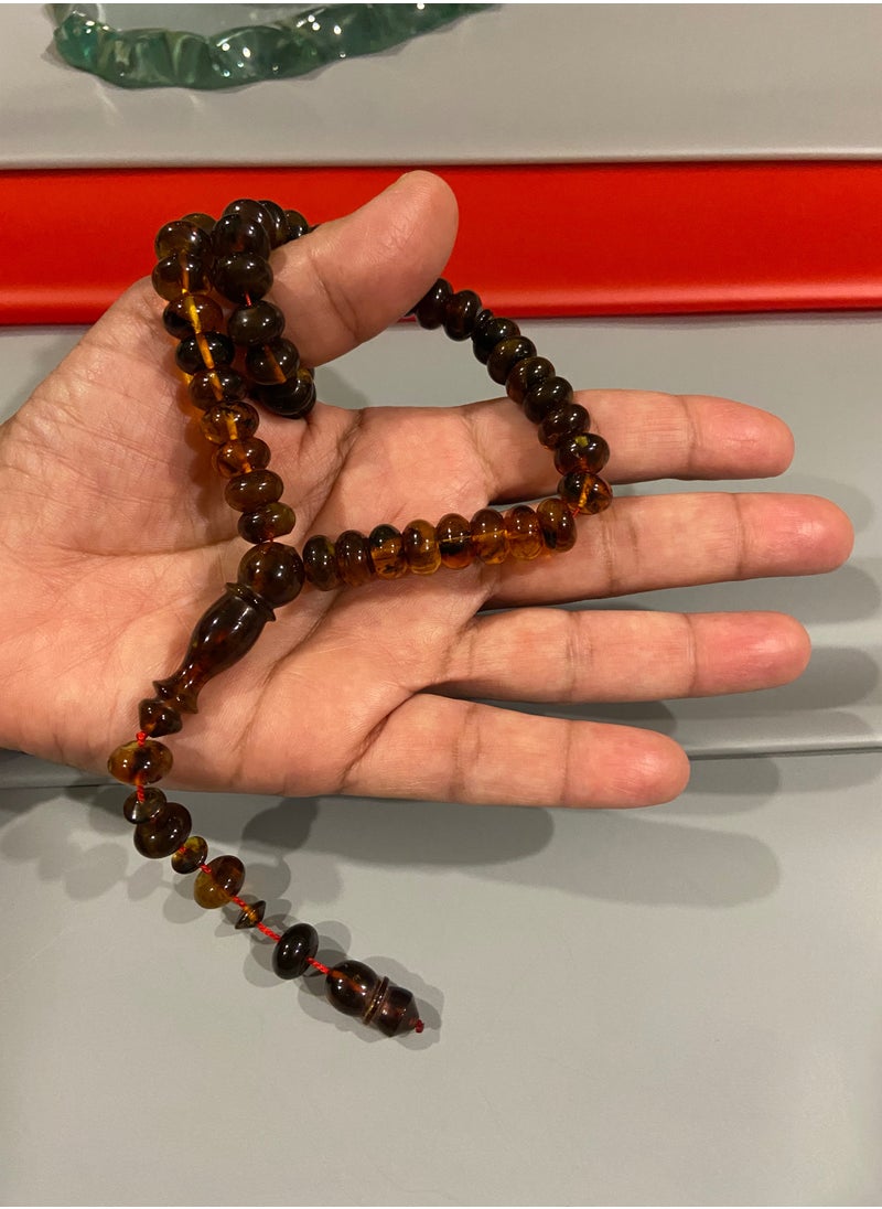 بيرسونال تاتش سبحة رجالية من الكهرمان الطبيعي البلطيقي الحُر عدد الخرز 45 ومقاس الخرز 10.2mm x 5.9mm  - Image 3