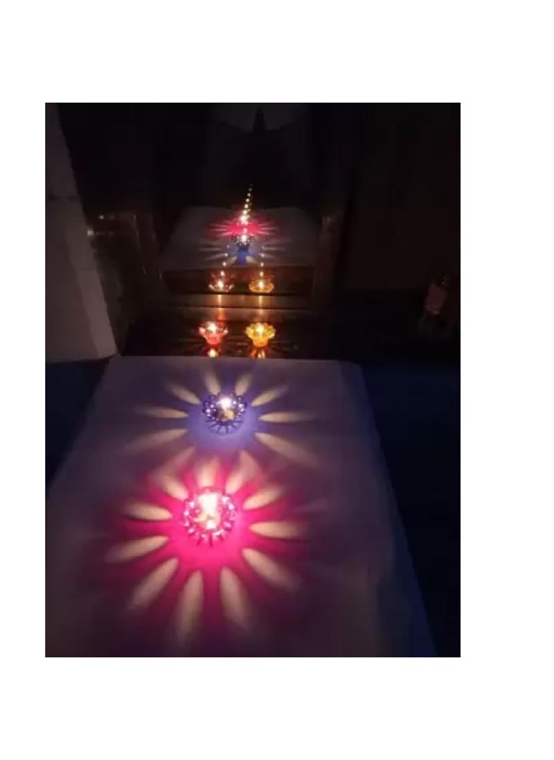 PRINZIP PRINZIP 3D Shadow Reflection Floating Plastic Lamp Decorative Diwali Diya Candle_pd72 Plastic Pack of 12 Table Diya Set Height 25 inch 
