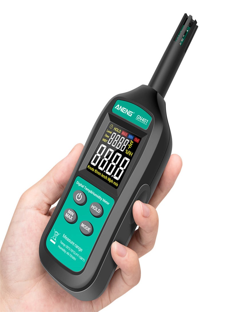 ANENG ANENG Handheld Digital Thermometer Hygrometer Intelligent Non-contact Temperature Humidity Meter Industrial Agricultural Household Thermo-hygrometer Indoor and Outdoor Temperature Gauge Humidity Tester - Image 2
