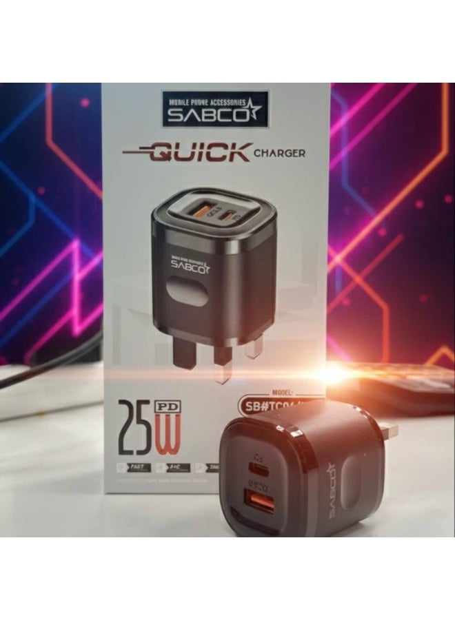 شاحن سريع ثنائي المنافذ بقدرة 25 واط | محول طاقة USB و USB-C - Image 3