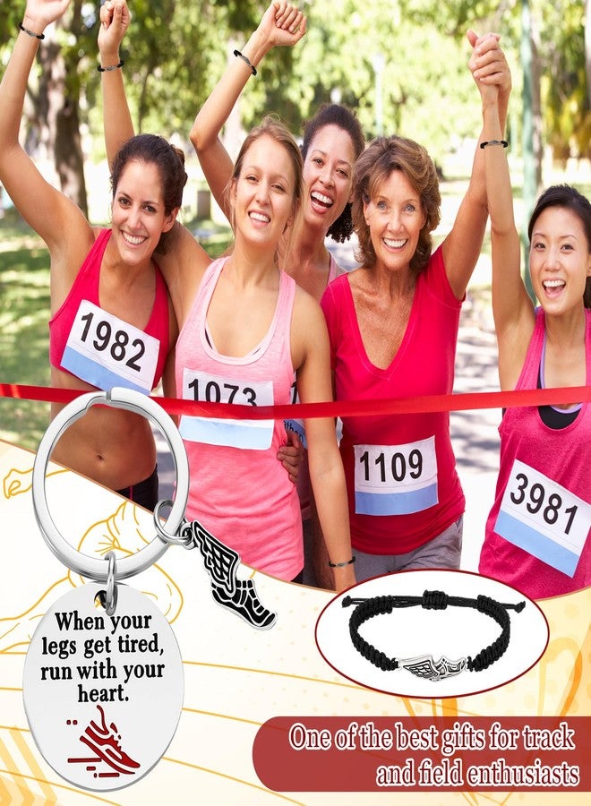 Tondiamo 32 Pcs Cross Country Gift Bulk Track and Field Accessories Stainless Steel Adjustable Bracelet and Keychain Running Gifts for Women Men Adult Training - Image 5