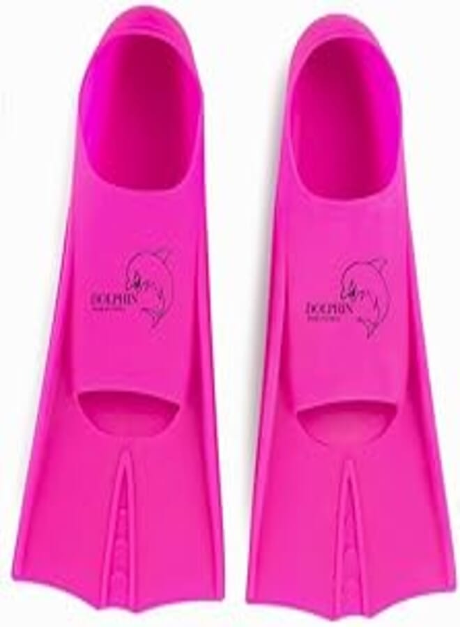 Dolphin Silicone Swim Training Short Fins, Pink XS (X-Small (30-32), Pink)