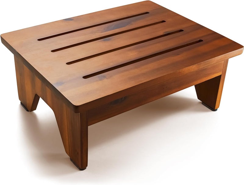 Carpentray One Step Stool for Adults 3.5" - Wooden Step Stools for Bed - 200lbs Safety Stepping Stool Bathroom Aid for Handicap (Brown, 6.5 Inch Height) - Image 1