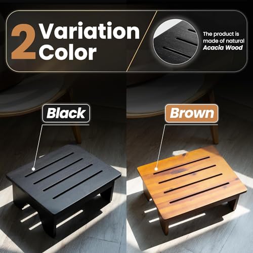 Carpentray One Step Stool for Adults 3.5" - Wooden Step Stools for Bed - 200lbs Safety Stepping Stool Bathroom Aid for Handicap (Brown, 6.5 Inch Height) - Image 4