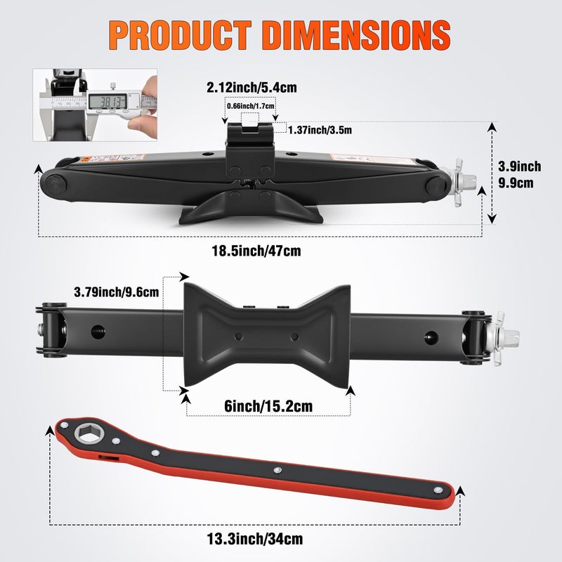 Nilight Scissor Jack for Car 2 Ton(4409 lbs), Heavy Duty Steel Scissor Lift Jack Car Kit with Ratchet Wrench for Sedan SUV MPV Tire Changing, 3.9''-15.7'' Lifting Range Portable Small Jack Black - Image 5