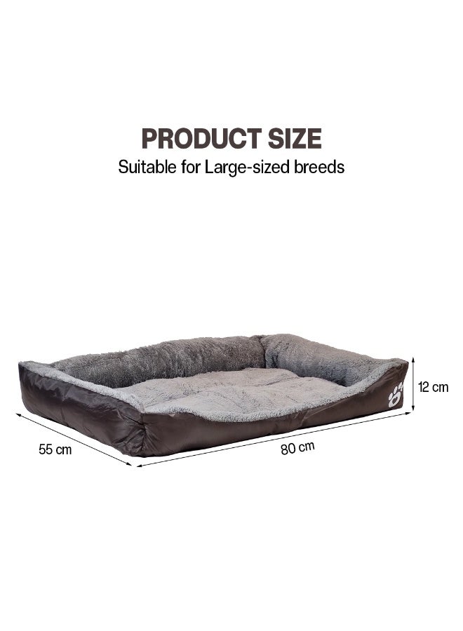 NNC PETS Dog bed with Bolstered sides, Soft plush surface, and Non-slip bottom, Plush Orthopedic pet sofa bed for Small and Medium indoor dogs, Easy to clean, 80 cm (Chocolate) - Image 2