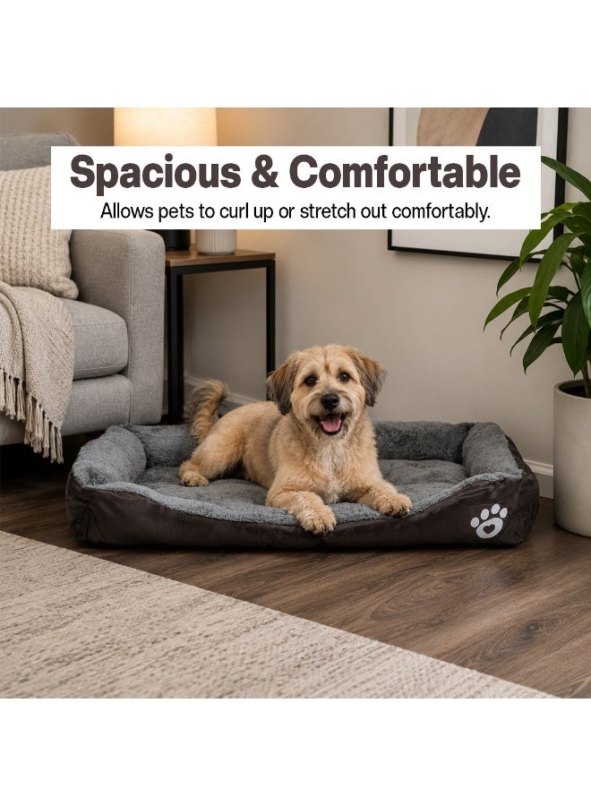 NNC PETS Dog bed with Bolstered sides, Soft plush surface, and Non-slip bottom, Plush Orthopedic pet sofa bed for Small and Medium indoor dogs, Easy to clean, 80 cm (Chocolate) - Image 4