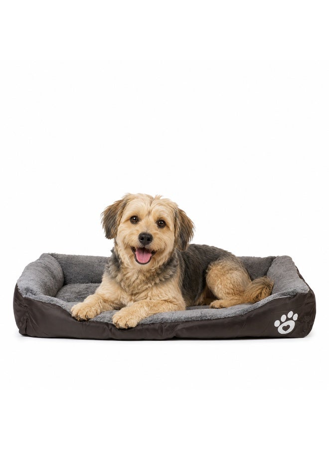 NNC PETS Dog bed with Bolstered sides, Soft plush surface, and Non-slip bottom, Plush Orthopedic pet sofa bed for Small and Medium indoor dogs, Easy to clean, 80 cm (Chocolate) - Image 1