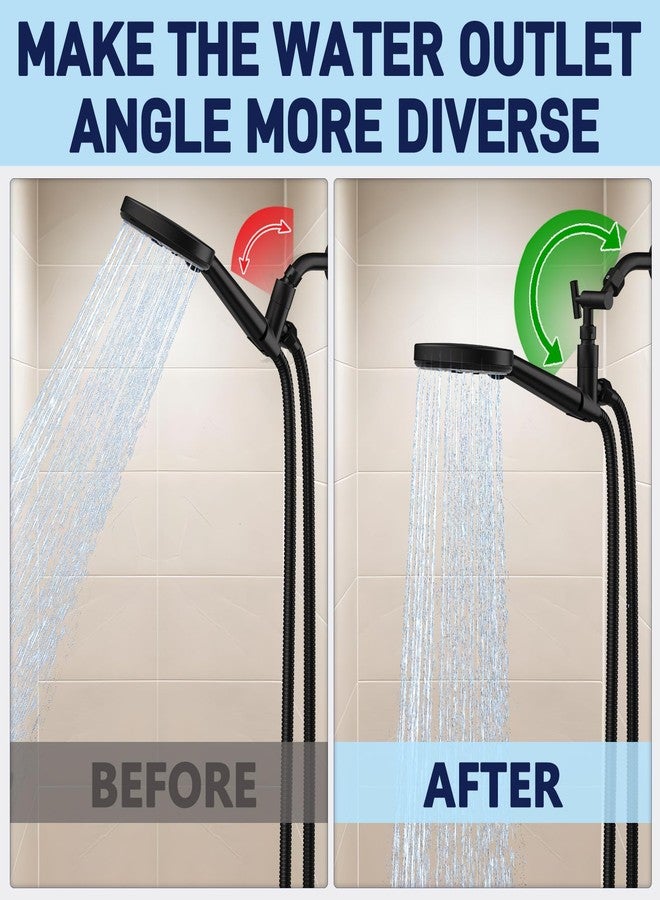 YDmeet All Metal Shower Head Adapter, 360 ° Adjustable Shower Head Extension Arm Connector for Shower Heads- Black - Image 3
